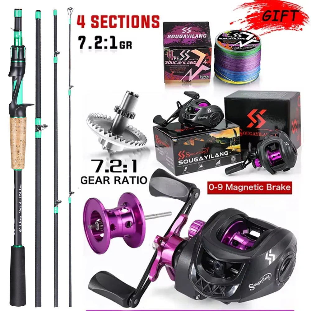 Combo Canne Casting 3-20g + Moulinets Casting 10Kg SOUGAYILANG