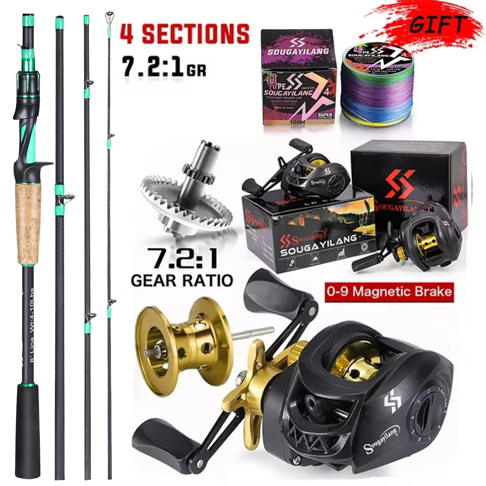 Combo Canne Casting 3-20g + Moulinets Casting 10Kg SOUGAYILANG