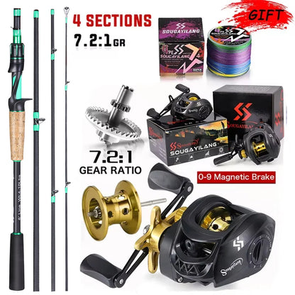 Combo Canne Casting 3-20g + Moulinets Casting 10Kg SOUGAYILANG