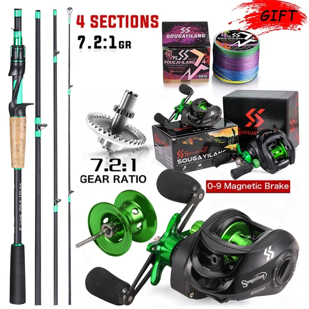 Combo Canne Casting 3-20g + Moulinets Casting 10Kg SOUGAYILANG