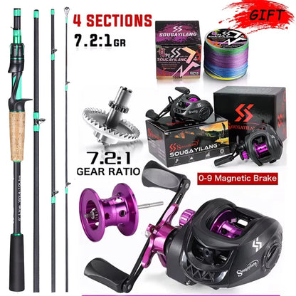 Combo Canne Casting 3-20g + Moulinets Casting 10Kg SOUGAYILANG
