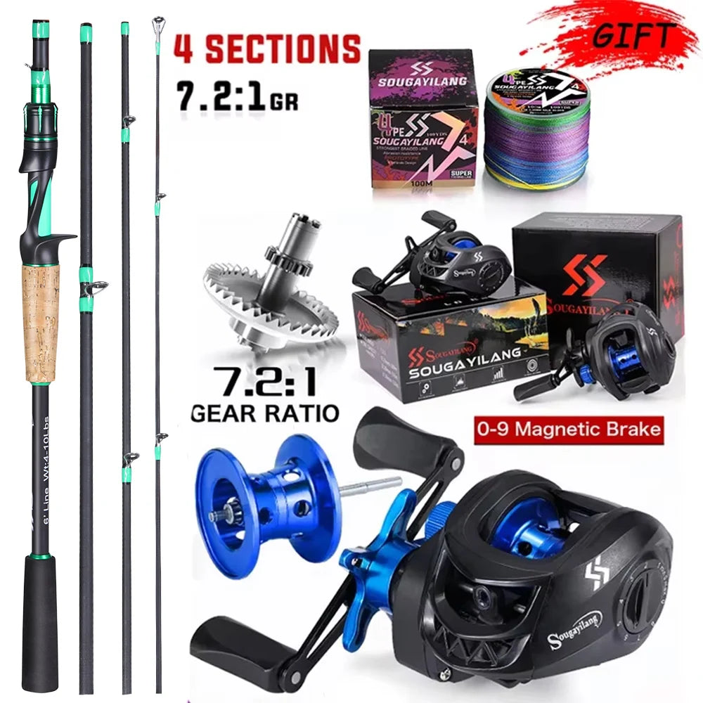 Combo Canne Casting 3-20g + Moulinets Casting 10Kg SOUGAYILANG