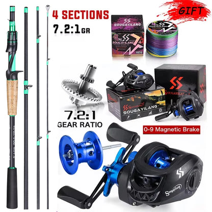 Combo Canne Casting 3-20g + Moulinets Casting 10Kg SOUGAYILANG