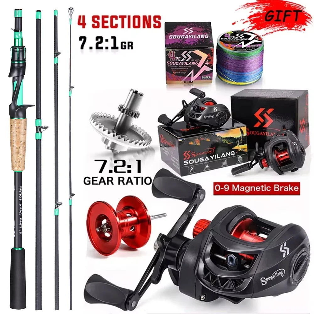 Combo Canne Casting 3-20g + Moulinets Casting 10Kg SOUGAYILANG